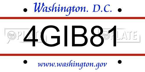 4GIB81 District Of Columbia License Plate