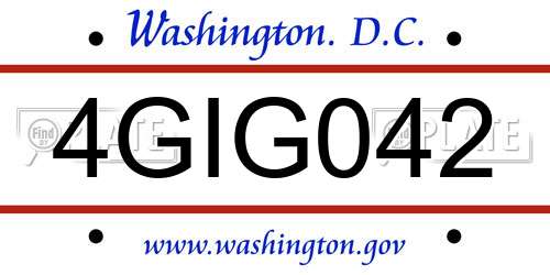 4GIG042 District Of Columbia License Plate