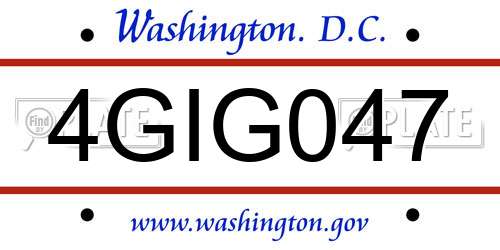 4GIG047 District Of Columbia License Plate