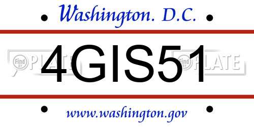 4GIS51 District Of Columbia License Plate