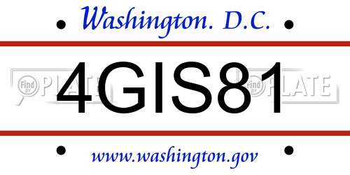 4GIS81 District Of Columbia License Plate