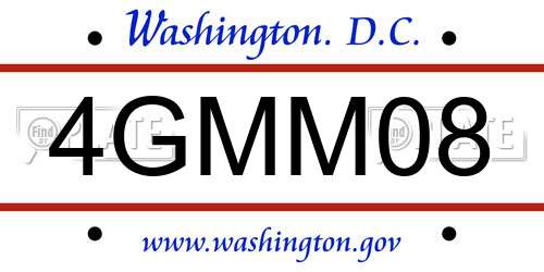 4GMM08 District Of Columbia License Plate