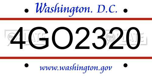 4GO2320 District Of Columbia License Plate