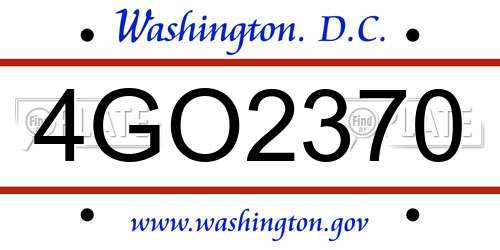 4GO2370 District Of Columbia License Plate
