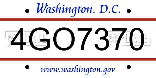 4GO7370 District Of Columbia License Plate
