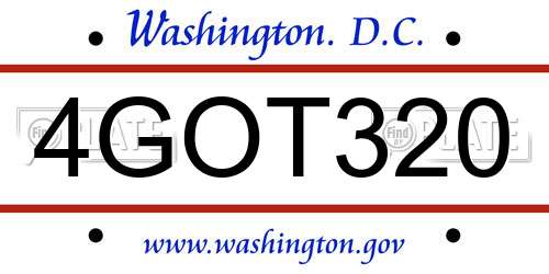 4GOT320 District Of Columbia License Plate