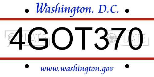 4GOT370 District Of Columbia License Plate