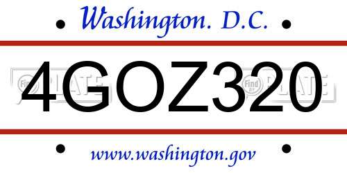 4GOZ320 District Of Columbia License Plate