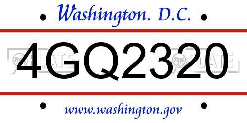 4GQ2320 District Of Columbia License Plate
