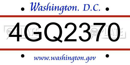 4GQ2370 District Of Columbia License Plate
