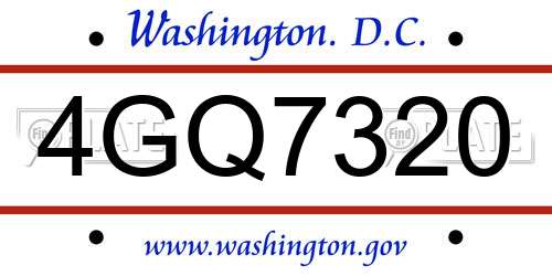 4GQ7320 District Of Columbia License Plate