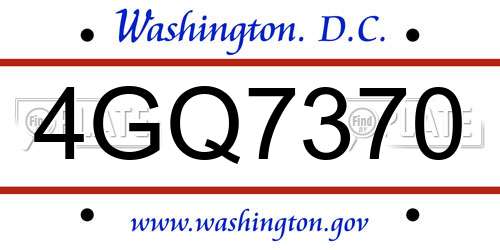 4GQ7370 District Of Columbia License Plate
