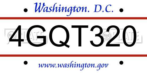 4GQT320 District Of Columbia License Plate
