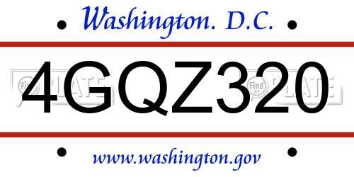 4GQZ320 District Of Columbia License Plate