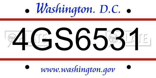 4GS6531 District Of Columbia License Plate