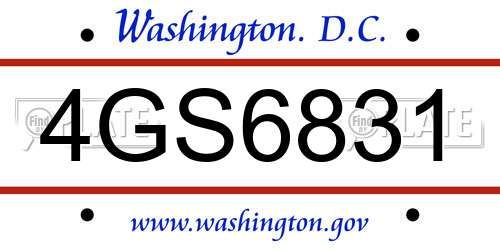 4GS6831 District Of Columbia License Plate
