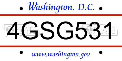 4GSG531 District Of Columbia License Plate