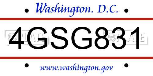 4GSG831 District Of Columbia License Plate