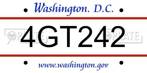 4GT242 District Of Columbia License Plate
