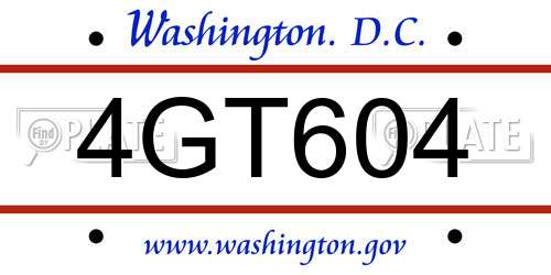 4GT604 District Of Columbia License Plate