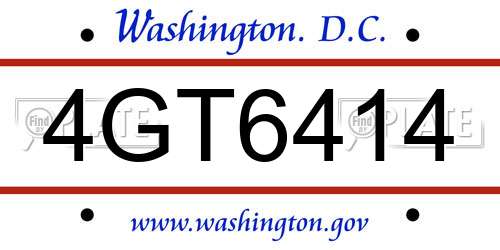 4GT6414 District Of Columbia License Plate