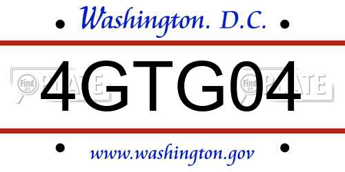 4GTG04 District Of Columbia License Plate