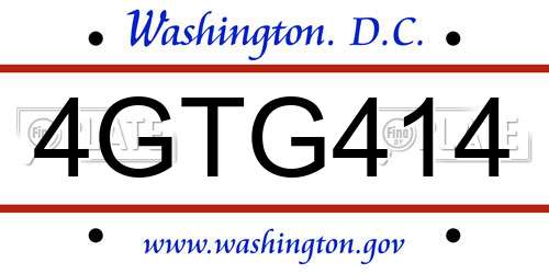 4GTG414 District Of Columbia License Plate