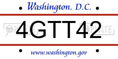4GTT42 District Of Columbia License Plate