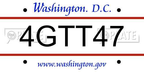 4GTT47 District Of Columbia License Plate