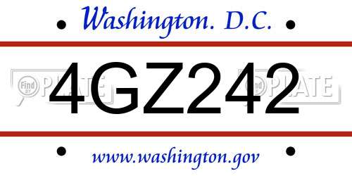 4GZ242 District Of Columbia License Plate