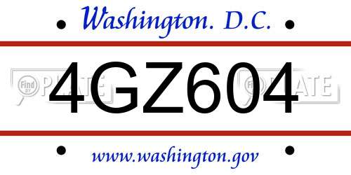 4GZ604 District Of Columbia License Plate