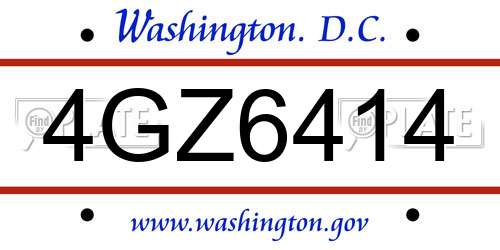 4GZ6414 District Of Columbia License Plate
