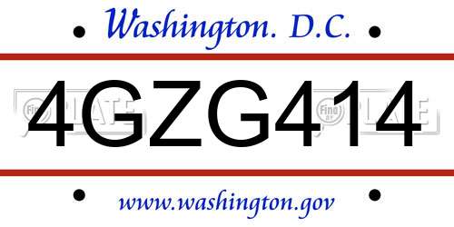 4GZG414 District Of Columbia License Plate