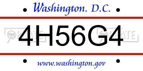 4H56G4 District Of Columbia License Plate