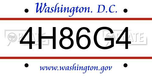 4H86G4 District Of Columbia License Plate
