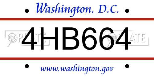 4HB664 District Of Columbia License Plate