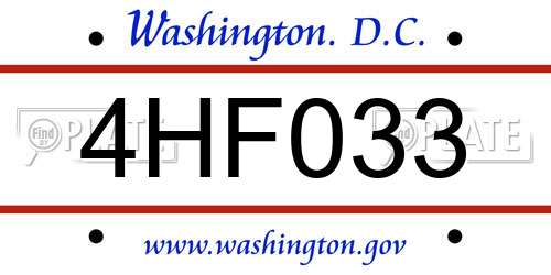 4HF033 District Of Columbia License Plate