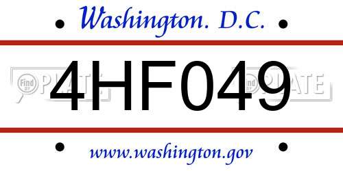4HF049 District Of Columbia License Plate