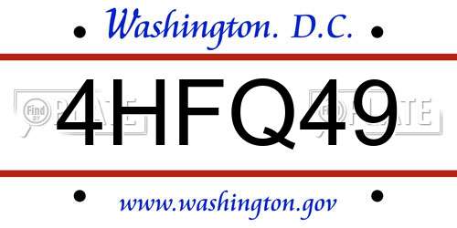 4HFQ49 District Of Columbia License Plate