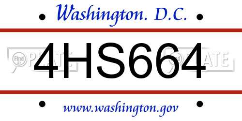4HS664 District Of Columbia License Plate