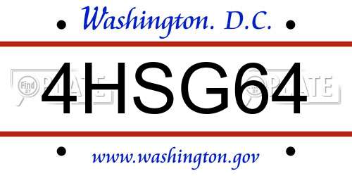 4HSG64 District Of Columbia License Plate