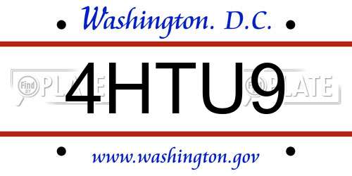4HTU9 District Of Columbia License Plate