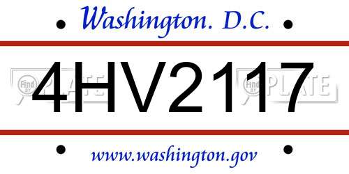 4HV2117 District Of Columbia License Plate