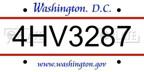 4HV3287 District Of Columbia License Plate