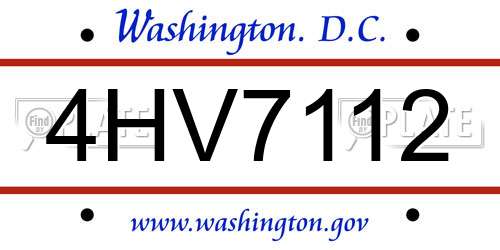 4HV7112 District Of Columbia License Plate