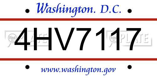 4HV7117 District Of Columbia License Plate