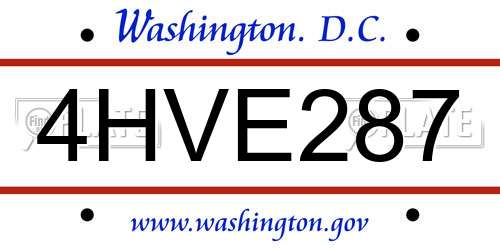 4HVE287 District Of Columbia License Plate