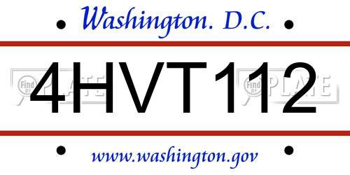 4HVT112 District Of Columbia License Plate