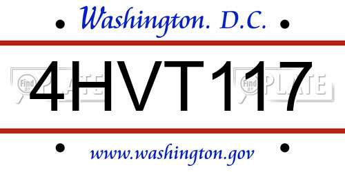 4HVT117 District Of Columbia License Plate