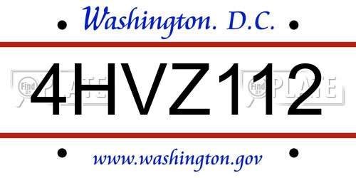 4HVZ112 District Of Columbia License Plate